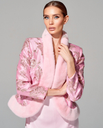 Жакет "Людмила" из премиального жаккарда с меховой отделкой