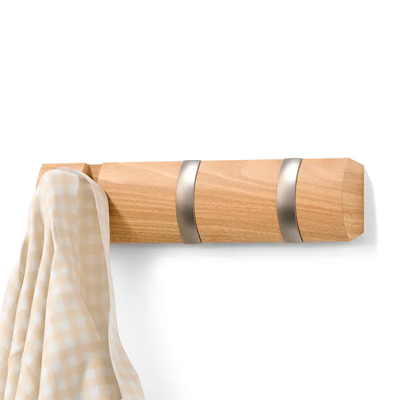 Вешалка настенная flip, 3 крючка, натуральное дерево