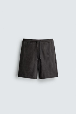 ZARA ШОРТЫ RELAXED FIT ИЗ РЕЛЬЕФНОЙ ТКАНИ, УГОЛЬНЫЙ