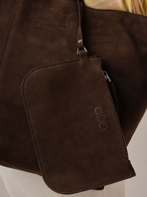 Замшевая сумка шоппер Texas DBR 31390 кофе