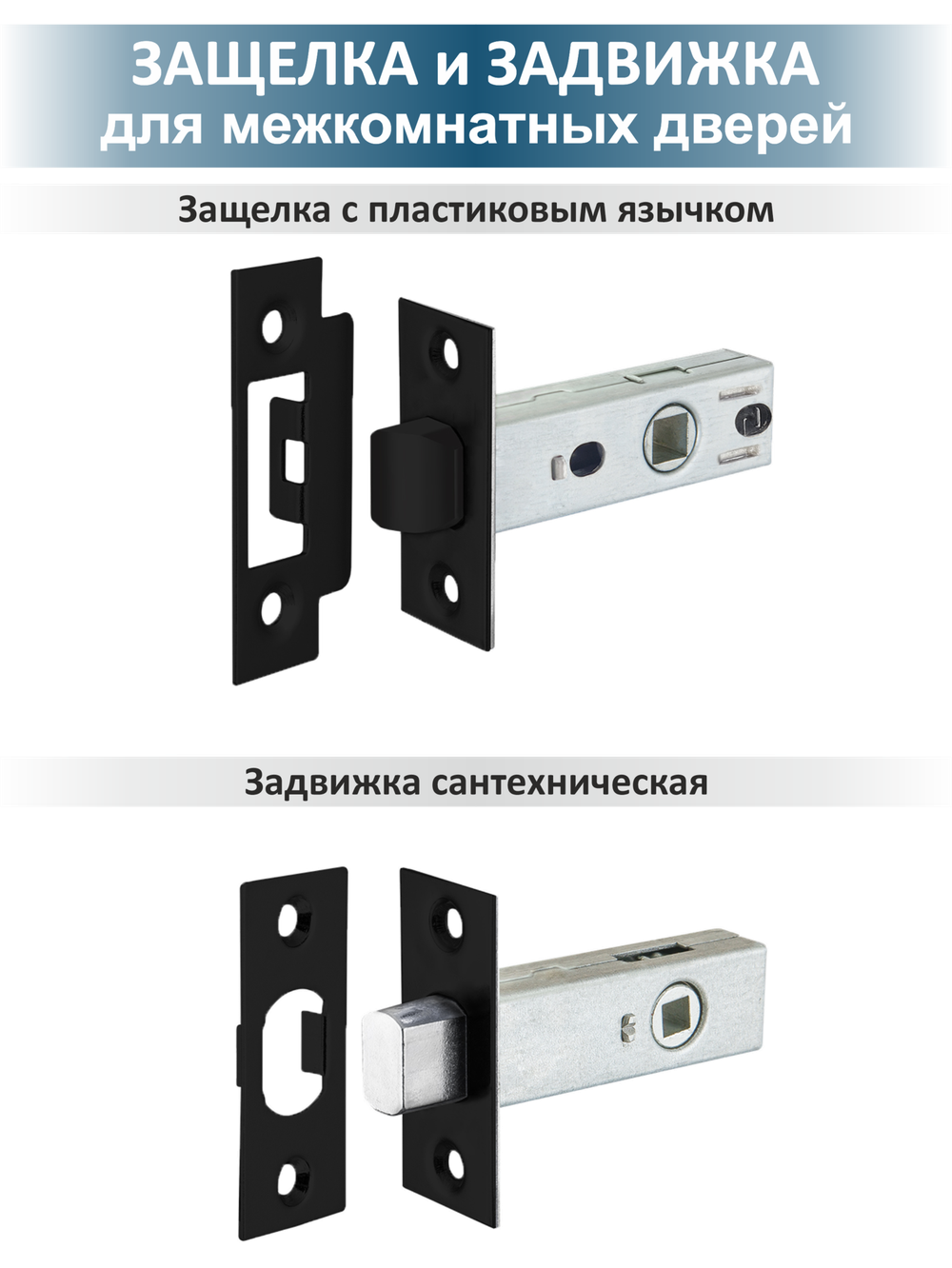 Ручка дверная с защелкой, задвижкой и поворотником FUSION