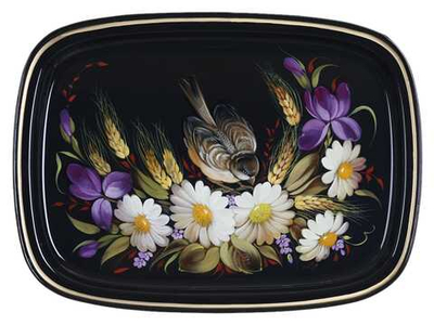Жостовский поднос декоративный, размер 33х24 см (A12), металлический