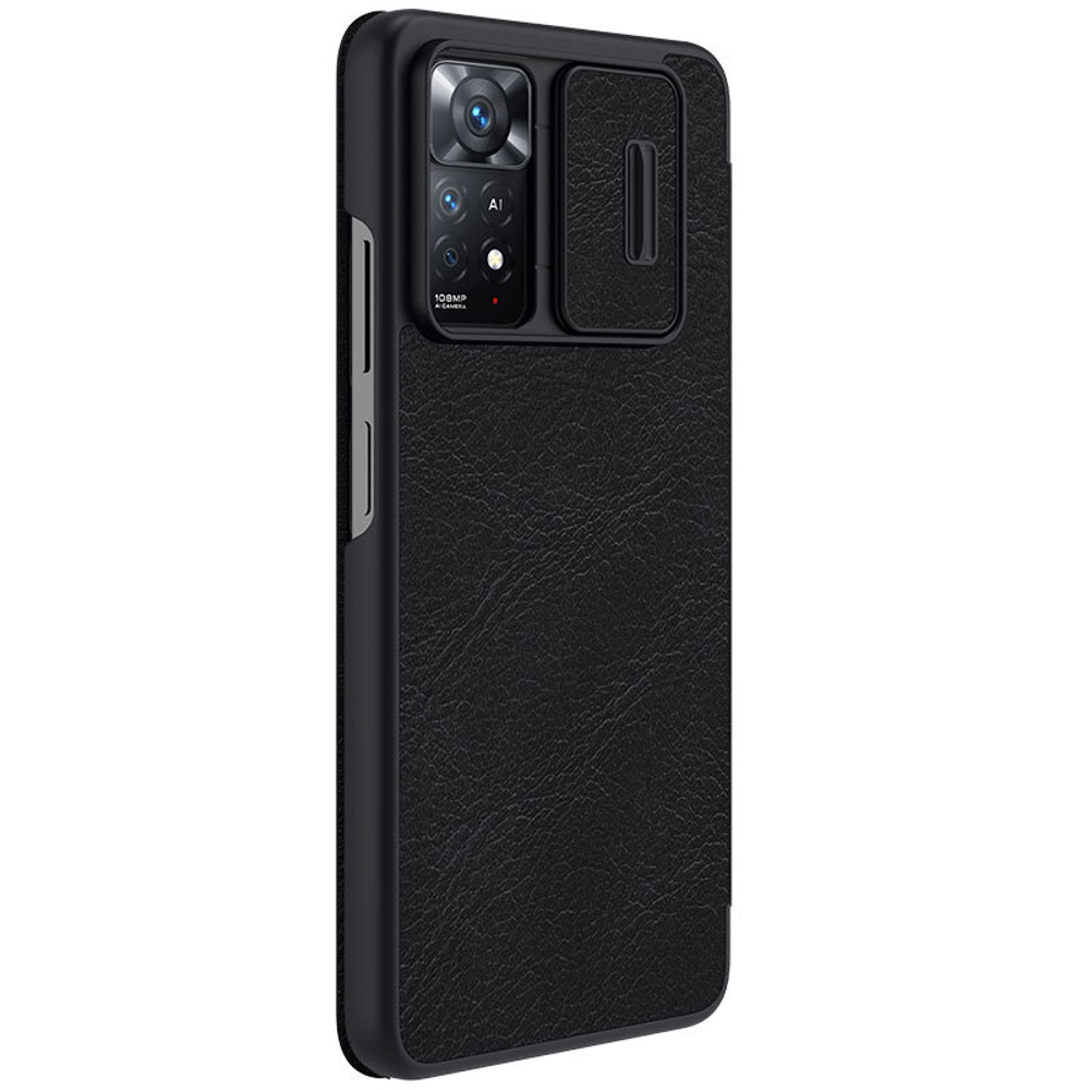 Кожаный чехол книжка от Nillkin для Xiaomi Redmi Note 11 Pro Global и Redmi Note 12 Pro 4G, серия Qin Pro Leather с защитной шторкой для камеры