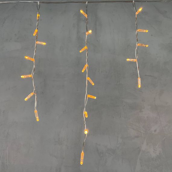 Светодиодная бахрома с колпачком 4,9*0,5 м., 189 желтых LED ламп, прозрачный провод ПВХ, IP65, LTC (PIL189CAP-10-2Y)