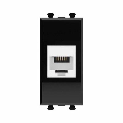 Телефонная розетка RJ-12 без шторки модульная, "Avanti", "Черный квадрат", 1 модуль