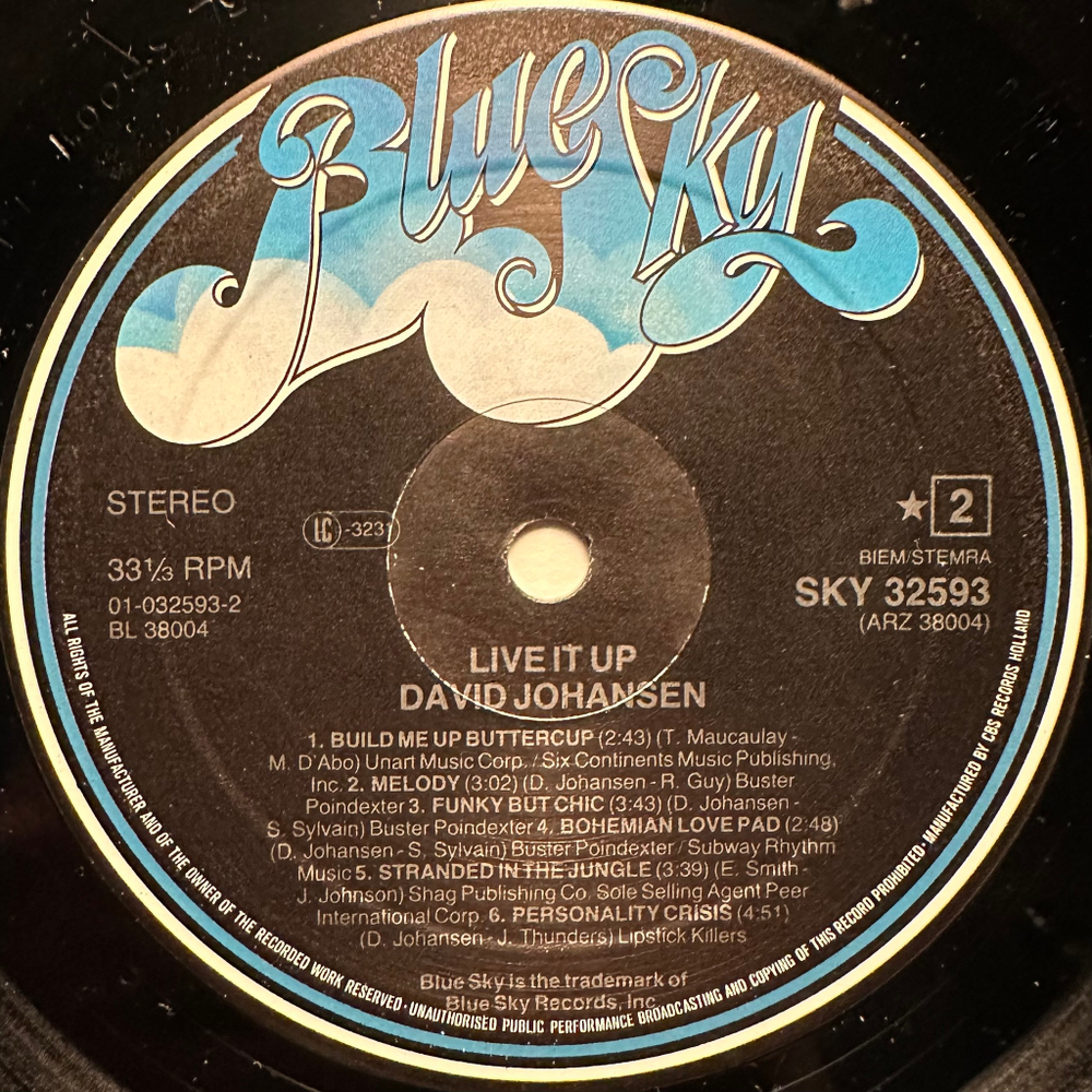 David Johansen - Live It Up (Голландия 1982г.)