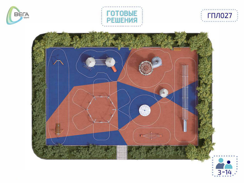 Игровая площадка для детей от 3 до 14 лет ГПЛ027