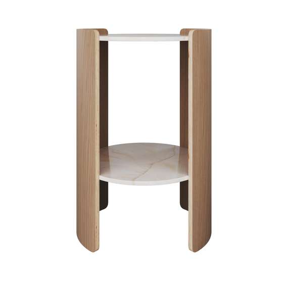 Столик Lagom Stone D 43 см высота 64 см (камень LC, натуральный дуб)