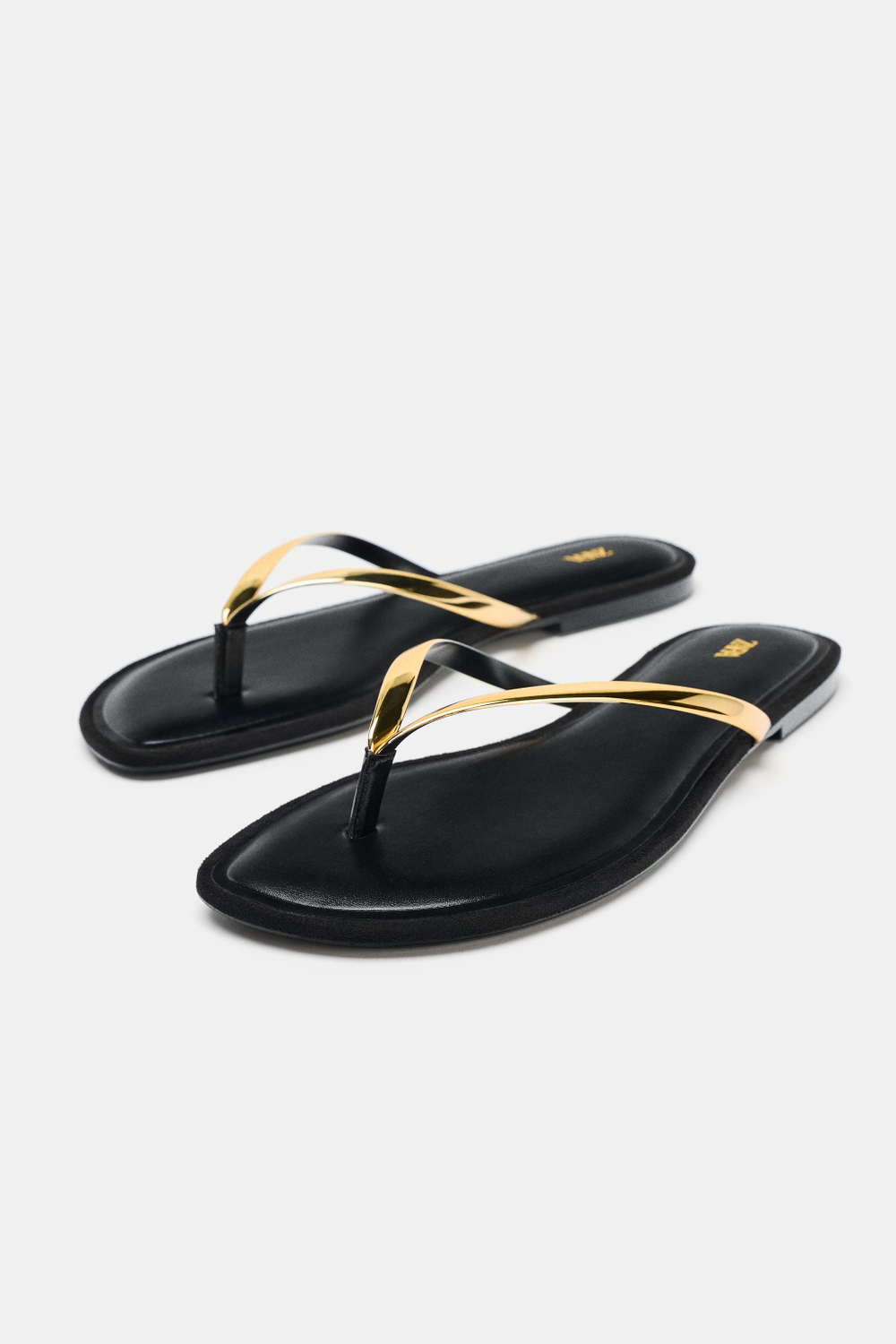 ZARA БОСОНОЖКИ С МЕТАЛЛИЧЕСКОЙ ДЕТАЛЬЮ, ЧЕРНЫЙ