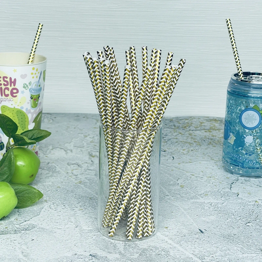 Трубочка для коктейля «Зигзаг» 19,5 см d-6 мм (набор 25 шт), Золото