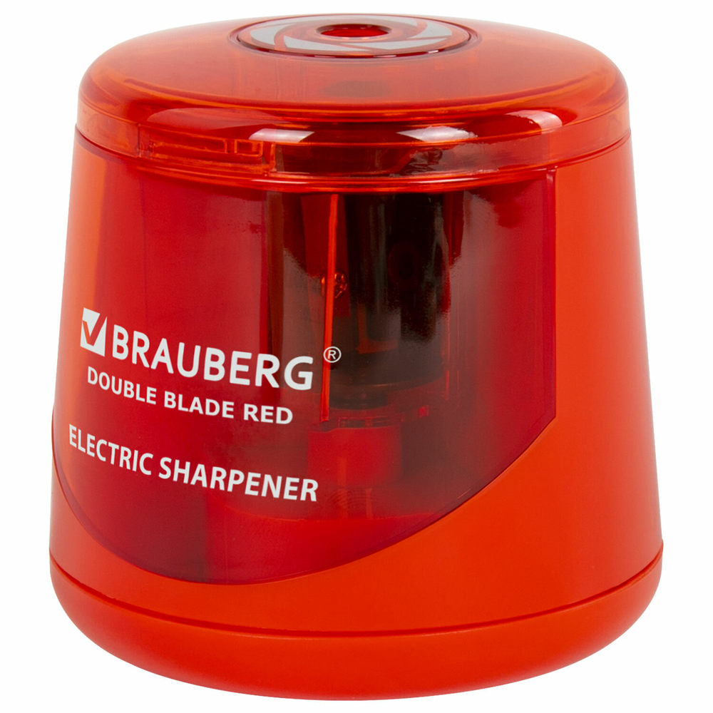 Точилка электрическая BRAUBERG DOUBLE BLADE RED двойное лезвие питание от 2 батареек АА (2 штуки в упаковке)
