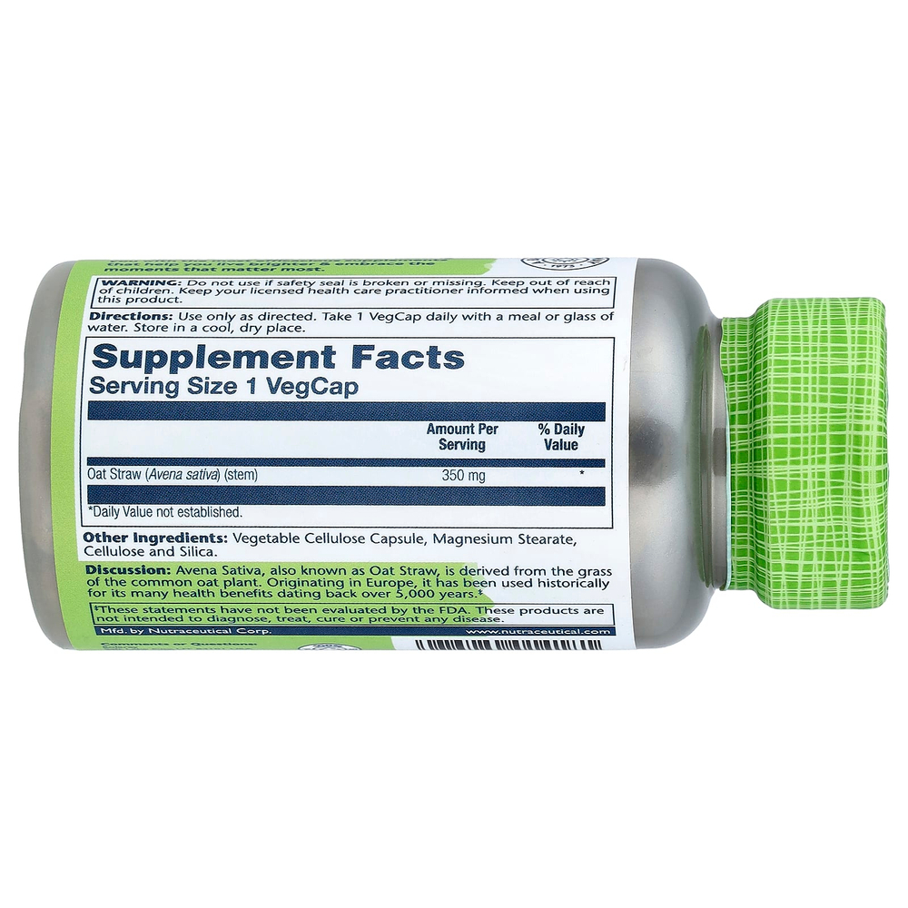 Solaray, True Herbs, овсянка (Avena sativa), 350 мг, 100 растительных капсул