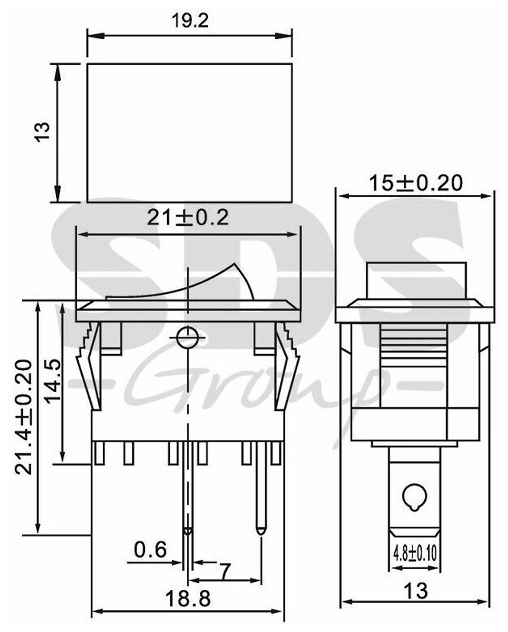 REXANT выключатель клавишный 250V 6А (2с) ON-OFF серый Mini (RWB-201, SC-768)