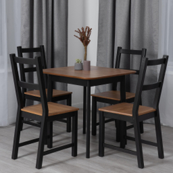 Стол Соната Люкс/ Sonata Lux table, 75х75х75 см массив сосны, антик/чёрный, 75х75х75 см