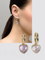 Серьги "Amour" gold с аметистом (без блина)