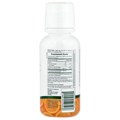 NaturesPlus, жидкий витамин C с биофлавоноидами лимона, натуральный апельсин, 236,56 мл (8 жидк. унций)