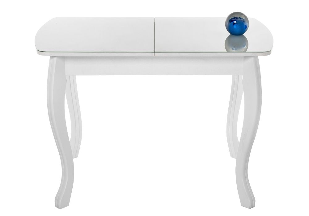 Стеклянный стол Бриллиант 110(140)х68х76 белый