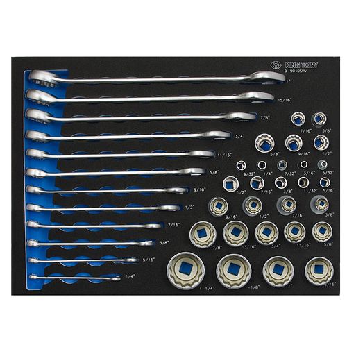 KING TONY (9-9040SRV) Набор комбинированных ключей, набор торцевых головок 1/4" & 3/8" & 1/2", ложемент, 40 предметов