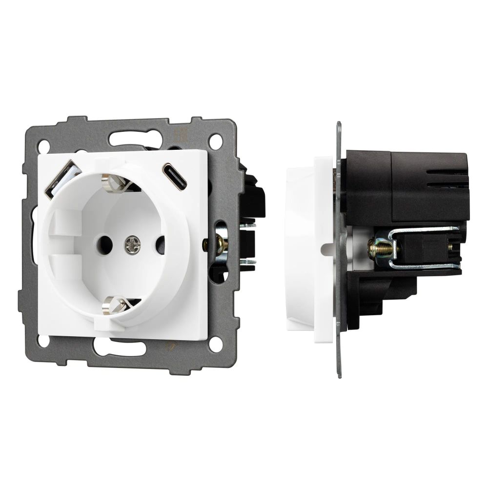 Механизм розетки с быстрой USB зарядкой SCT-MUAC-PL-WH-V (250V, 16A) (Arlight, -) 049822