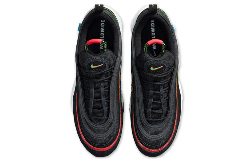 Nike Air Max 97 retro shock absorption non-slip low-top air cushion casual running shoes men's black, red and green