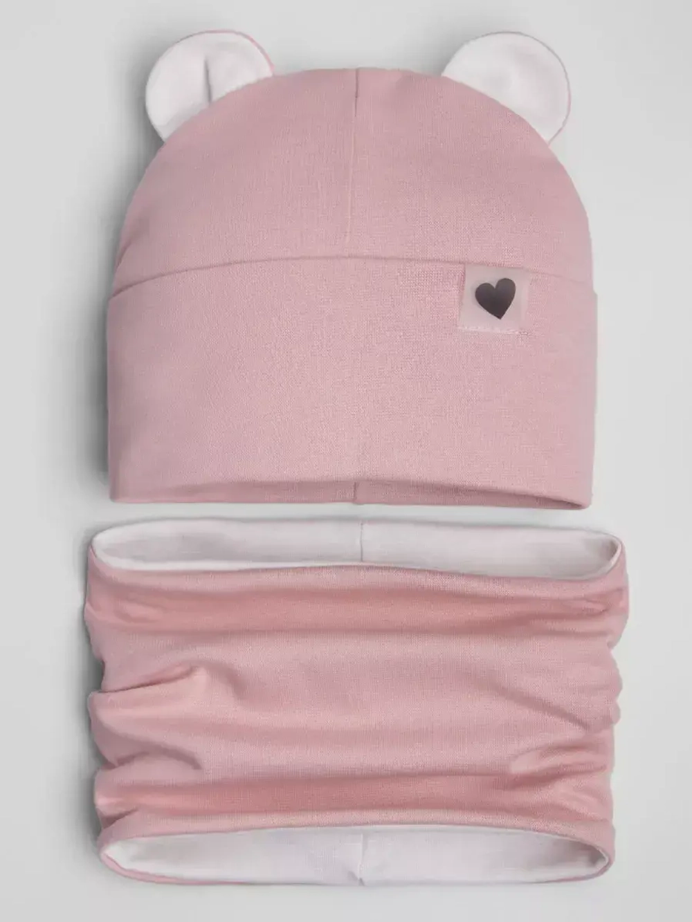 Шапка для девочек осенняя, с ушками и снудом