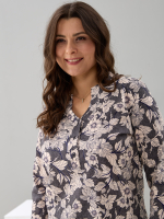 Блузка БЛ-22/антрацит-бежцветы