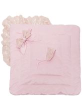 Летний конверт-одеяло на выписку &quot;Неаполь&quot; (розовый с розовым кружевом)