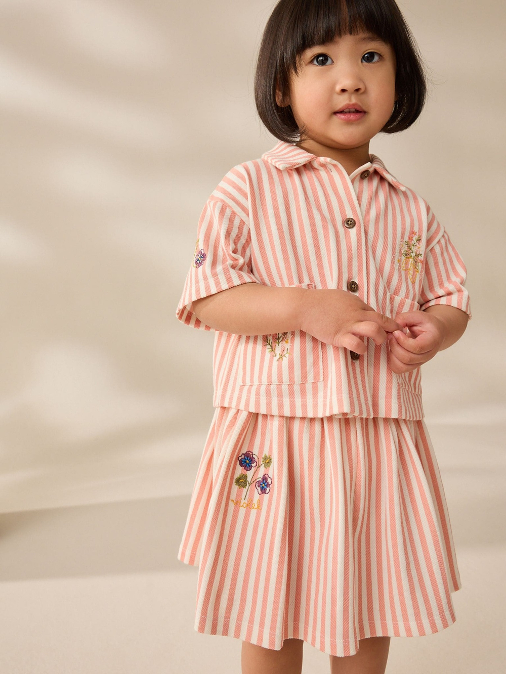 Рубашка с коротким рукавом и юбка в комплекте для девочки Next AG9-825, Розовый