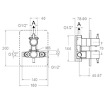 Встраиваемый термостатический смеситель для душа на 1 выход ODISEA 392421SNM черный