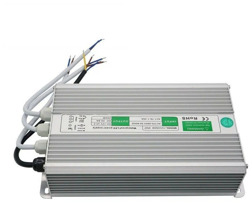 Блок питания (AC-DC) 12V 250W 250-12 герм IP67 металл