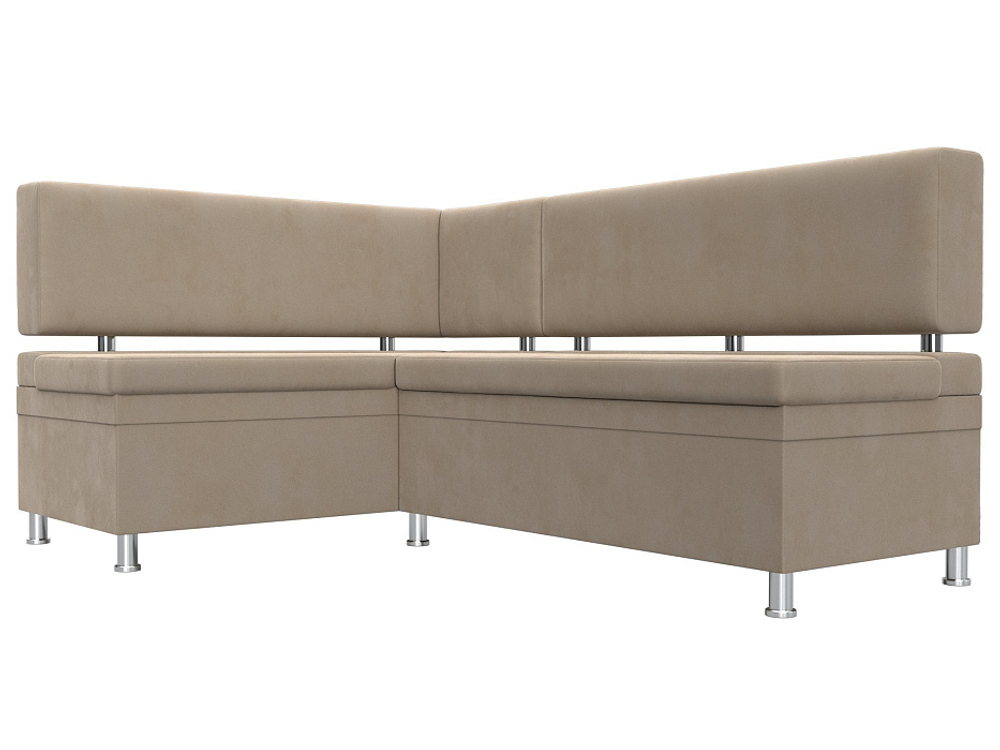 Диван кухонный угловой Стайл левый угол, Бежевый, Велюр, 111658L