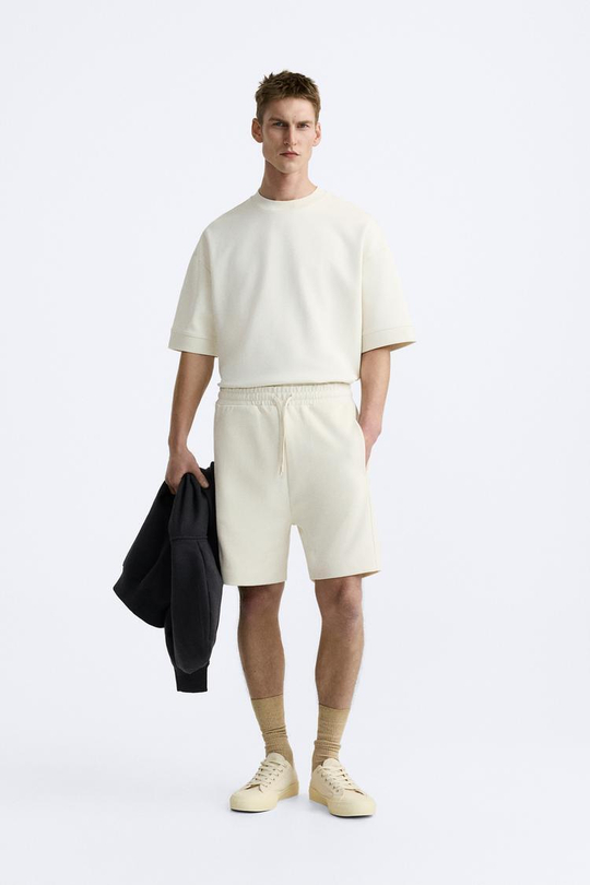 ZARA ТОЛСТОВКА ИЗ ПЛОТНОЙ ТКАНИ, ЖЕЛТОВАТО-БЕЛЫЙ