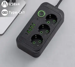 Сетевой фильтр/Удлинитель 3 метра/Черный