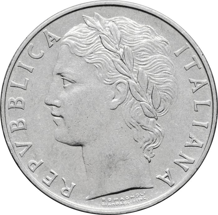 100 лир 1955-1989 Италия XF-AU