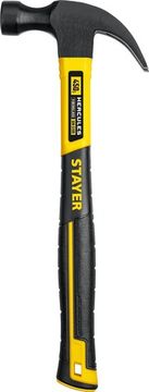 STAYER Hercules, 450 г, молоток-гвоздодёр столярный с фиберглассовой рукояткой, Professional (2026-450)