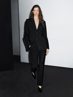 Massimo Dutti Брюки зауженного кроя из крепа, черный