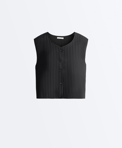 OYSHO Тонкий стеганый нейлоновый жилет, черный