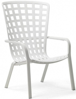 Лаунж-кресло пластиковое с подушкой Nardi Folio, белый, бежевый