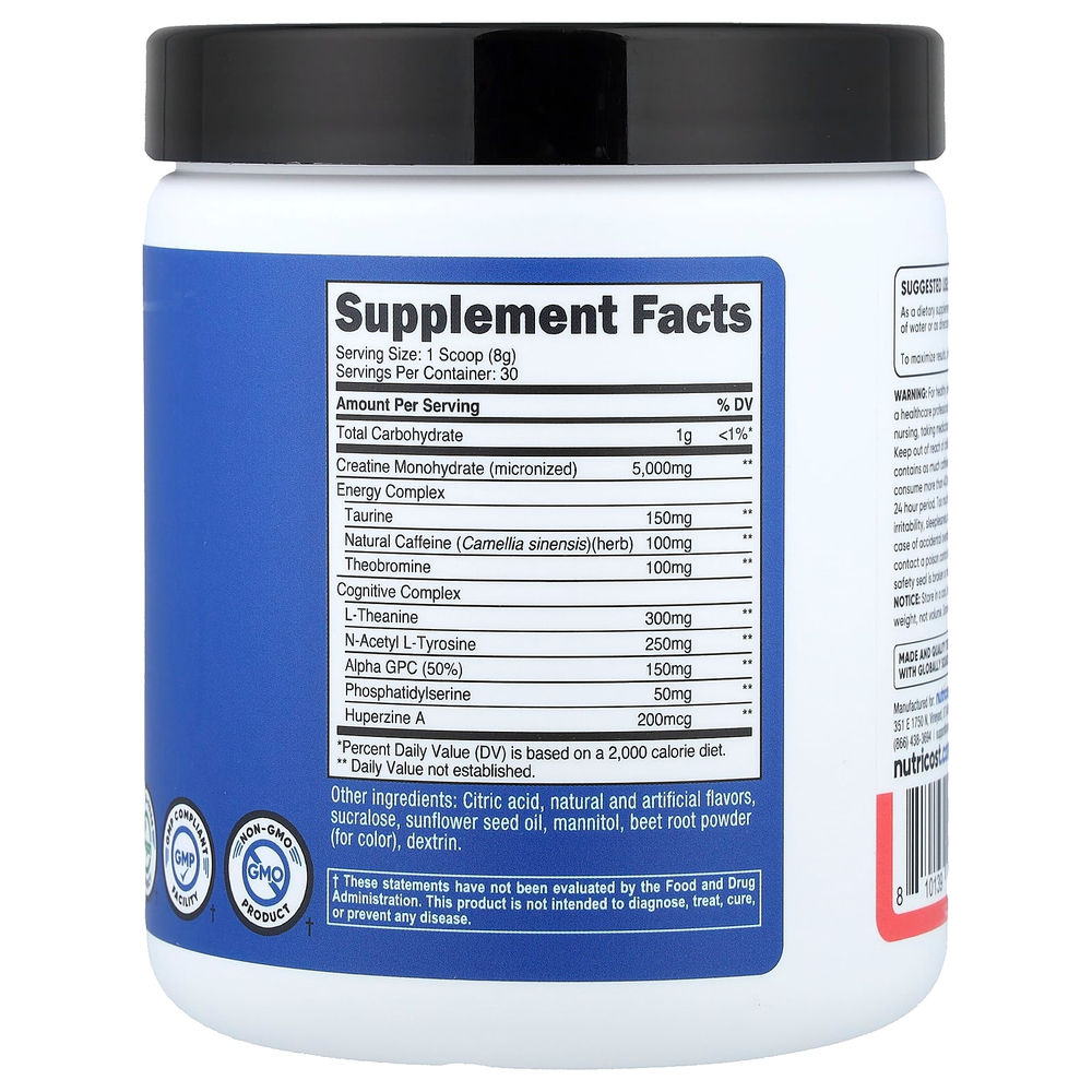 Nutricost, Performance, креатин для поддержки энергии, со вкусом арбуза, 252 г (9 унций)