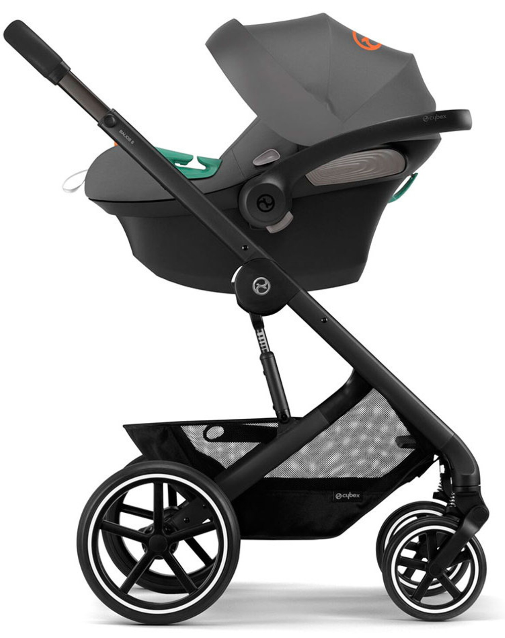 Коляска Cybex Balios S Lux BLK complete Aton S2 Lava Grey Base One 4 в 1 Moon Black с дождевиками