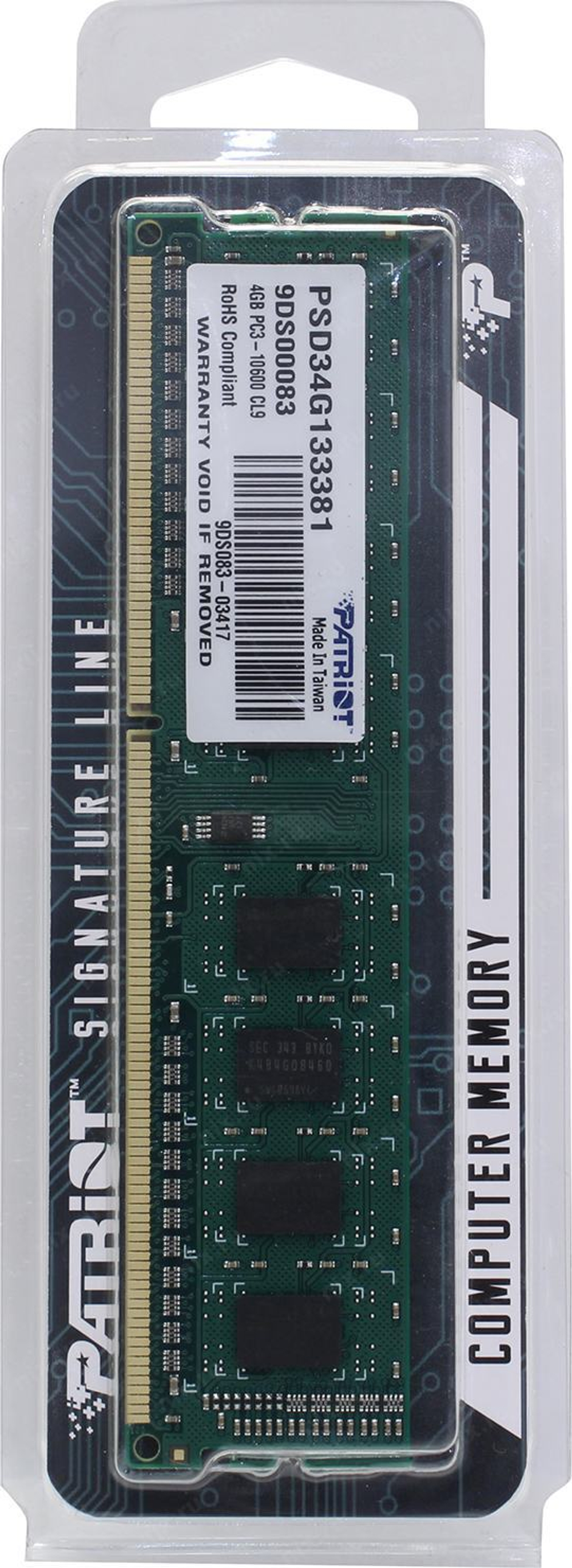 Patriot DDR-III DIMM 4Gb &lt;PC3-10600&gt; CL9