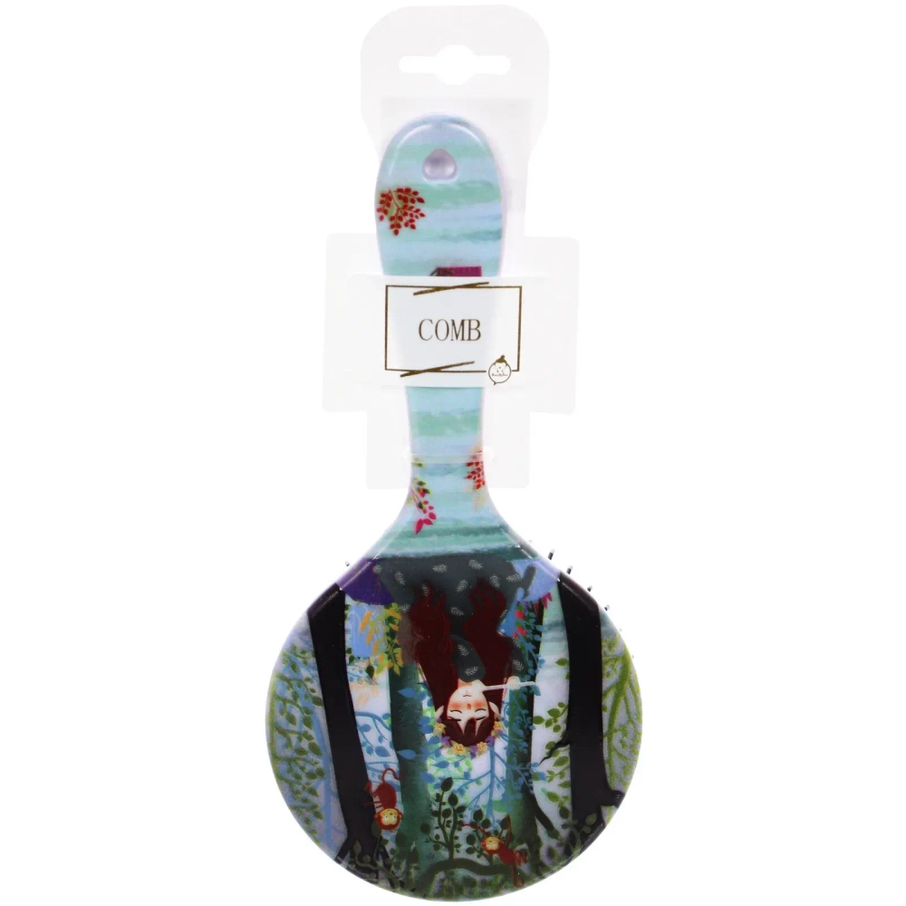 Расческа массажная круглая «Коллекция ИМАНИ - ЭФФЛОДИ», микс 4 дизайна, 22*10см (PVC подвес)