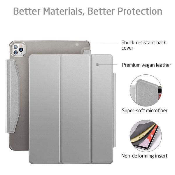 Ударопрочный магнитный чехол ESR Rebound Pencil Case для iPad Pro 11 2020 (серебристый)