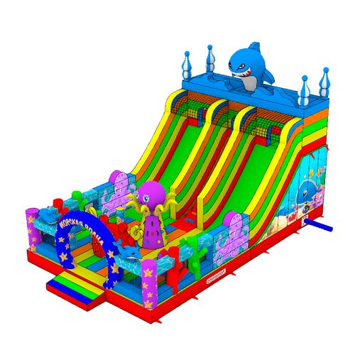 Коммерческий надувной батут «Морская волна», 10*6*6 м.