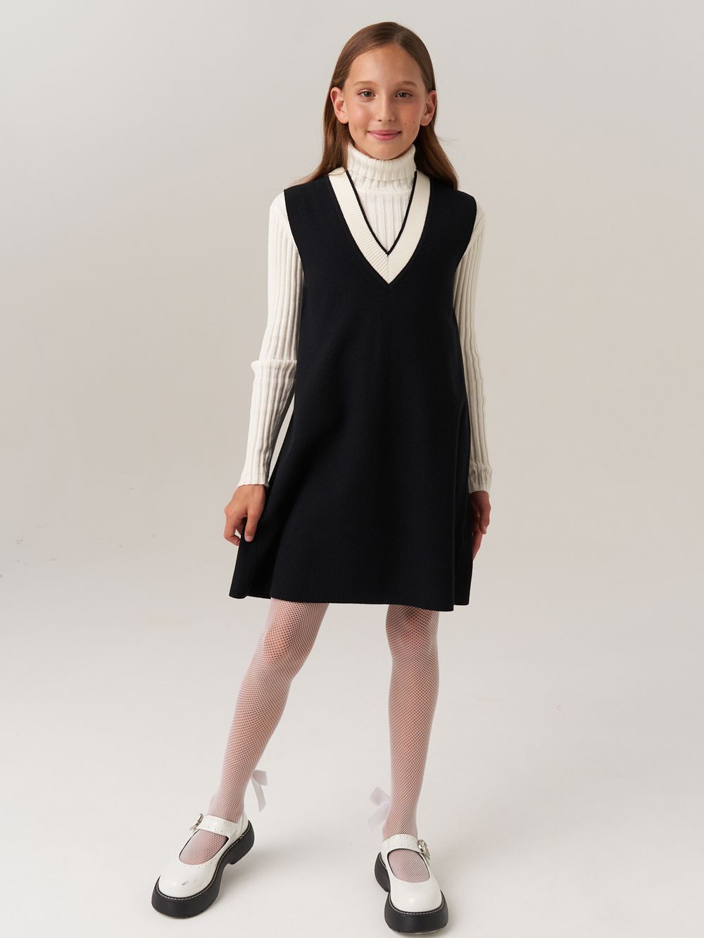 Сарафан школьный для девочки AT974 черный