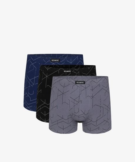 Трусы мужские боксеры (3шт), Atlantic 3MH-171, темно-голубые + черные + серые