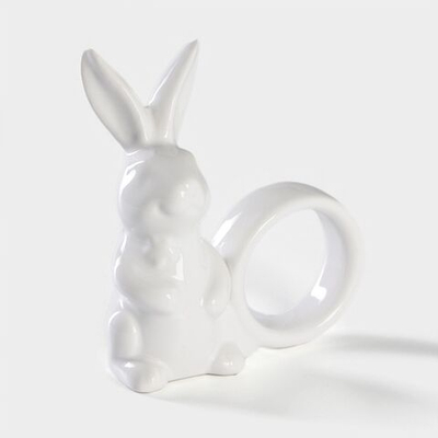 Белое кольцо для салфеток «Зайка»