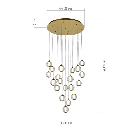 SL6520.303.20 Светильник подвесной ST-Luce латунь/прозрачный с пузырьками воздуха LED 1*100W 4000K HELMI