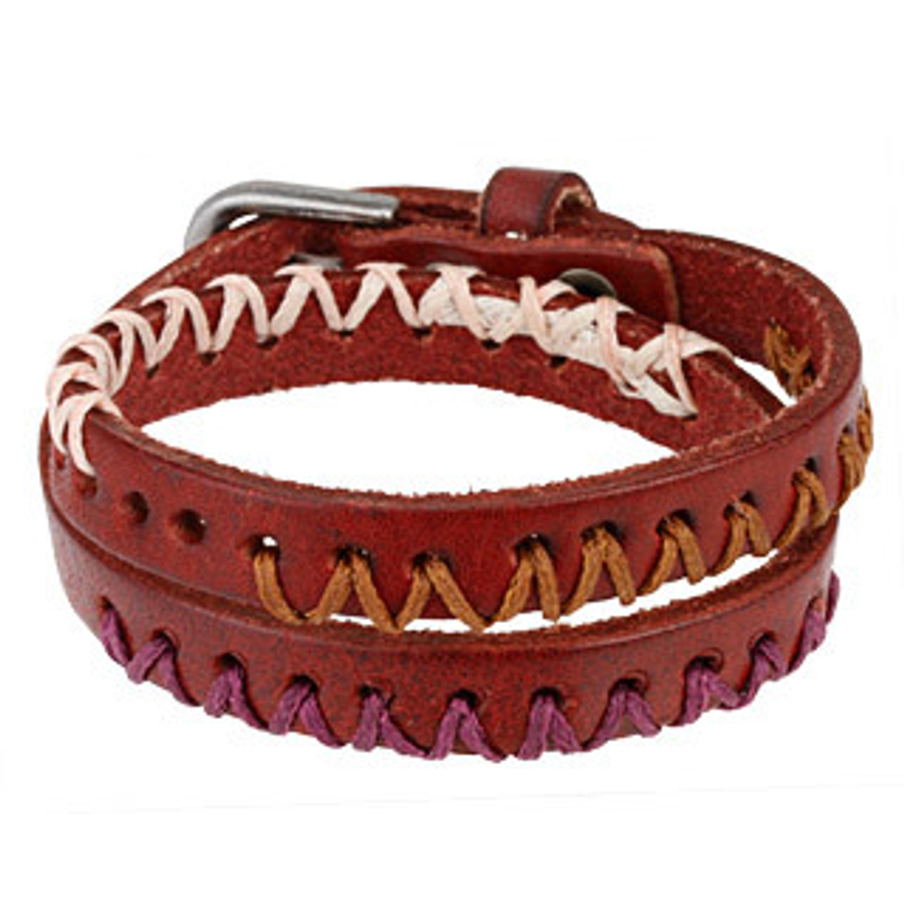 Кожаный красный браслет унисекс SPIKES SL0153-R+