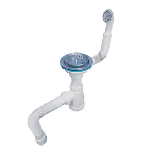 Сифон 3 1/2*40 с круглым переливом, с гофрой 40*40*50 (1450мм) BKG30145 ИНКОПЛАСТ